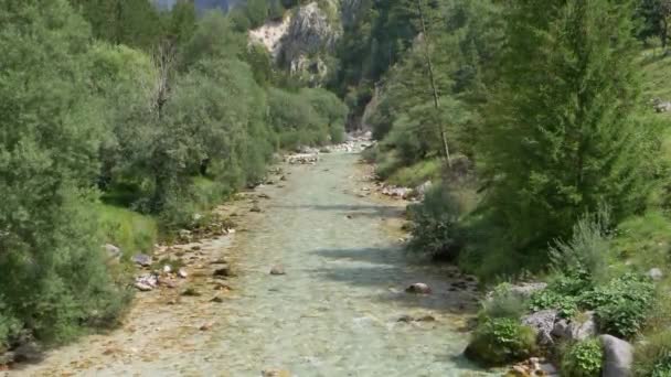 Vitt Vatten Floden Soca Sloveniska Alperna Sloveniens Vackra Natur — Stockvideo