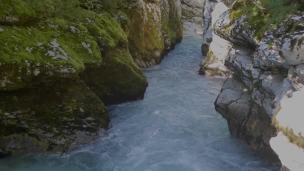 Wildwasserfluss Soca Den Slowenischen Alpen Schöne Natur Sloweniens — Stockvideo