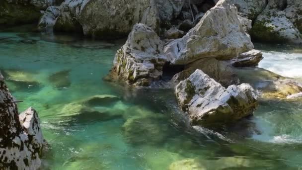 Vitvattensälven Soca Sloveniska Alperna — Stockvideo