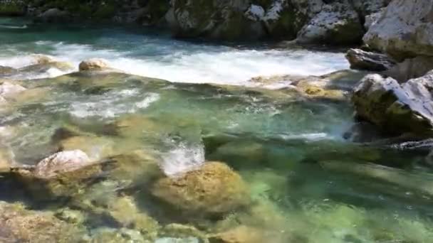 Rio Água Branca Soca Alpes Eslovenos — Vídeo de Stock