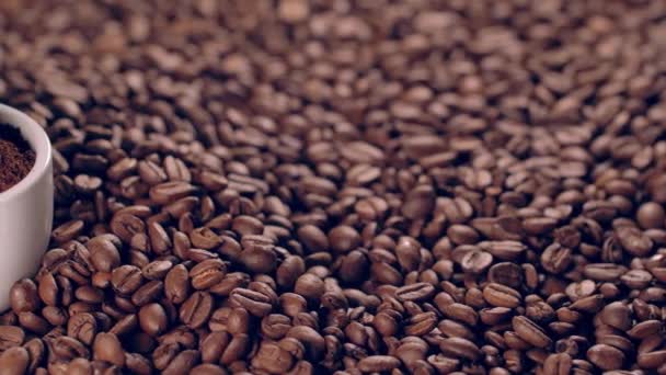 Kahve Yakın Çekim Görüntüleri Taze Kahve Çekirdeği — Stok video