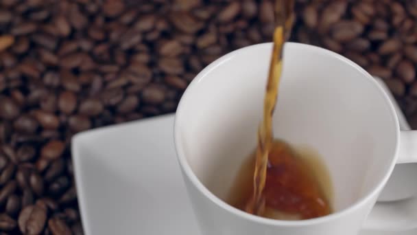 Kaffe Närbilder Färskt Kaffe Koppen — Stockvideo