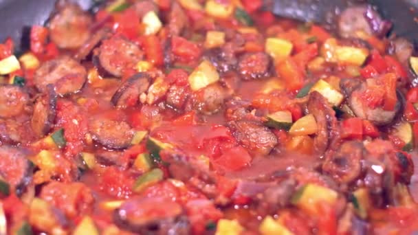 Preparación Cena Casera Comida Húngara Letcho — Vídeo de stock