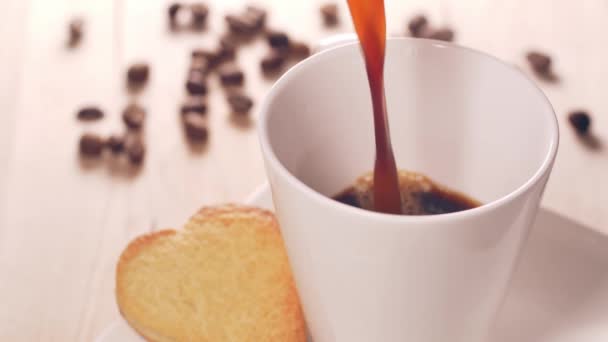 Кава Крупним Планом Свіжа Кава Чашці — стокове відео