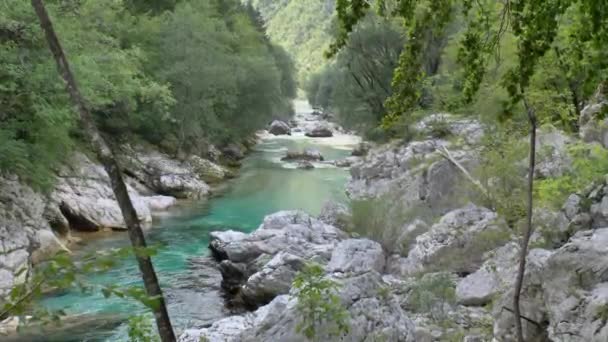 Λευκός Ποταμός Soca Στις Σλοβενικές Άλπεις — Αρχείο Βίντεο