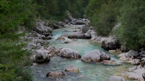 Rio Água Branca Soca Alpes Eslovenos — Vídeo de Stock