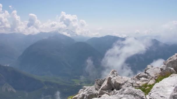 Vista Desde Pico Rombon Eslovenia Hermoso Paisaje Los Alpes Julianos — Vídeo de stock