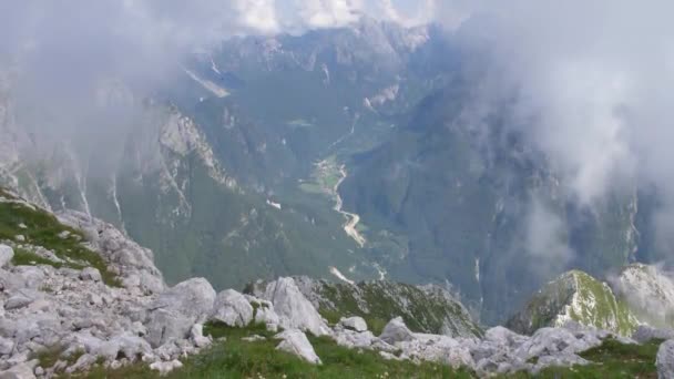 Zicht Vanaf Rombon Peak Slovenië Prachtig Landschap Van Juliaanse Alpen — Stockvideo