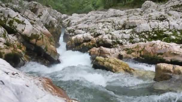 Rio Água Branca Soca Alpes Eslovenos — Vídeo de Stock