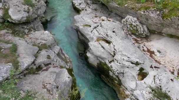 Wildwasserfluss Soca Den Slowenischen Alpen — Stockvideo