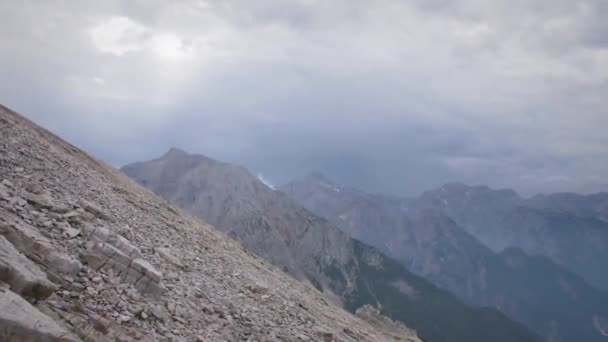 Vista Rombon Peak Eslovênia Bela Paisagem Julian Alps Vídeo De Bancos De Imagens