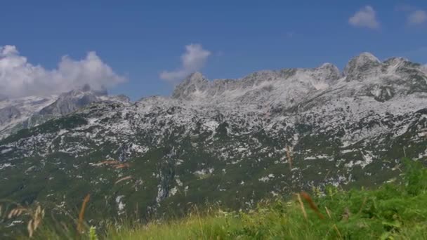 Widok Szczytu Rombon Słowenia Piękny Krajobraz Alp Julijskich — Wideo stockowe