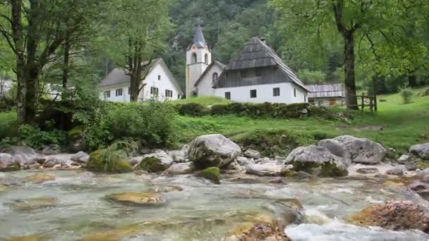 Wildwasserfluss Soca Den Slowenischen Alpen — Stockvideo