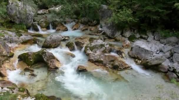 Vitvattensälven Soca Sloveniska Alperna — Stockvideo