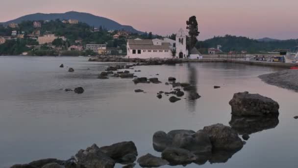 Korfu Adası Nın Simgeleri Vlacherna Manastırı Yunanistan — Stok video