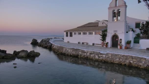 Korfu Adası Nın Simgeleri Vlacherna Manastırı Yunanistan — Stok video