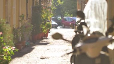 Korfu Kasabası sokakları, Korfu eski kentinin mimarisi, Yunanistan.