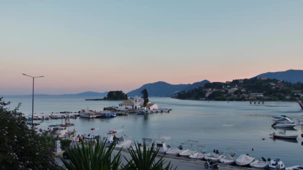 Korfu Adası Nın Simgeleri Vlacherna Manastırı Yunanistan — Stok video