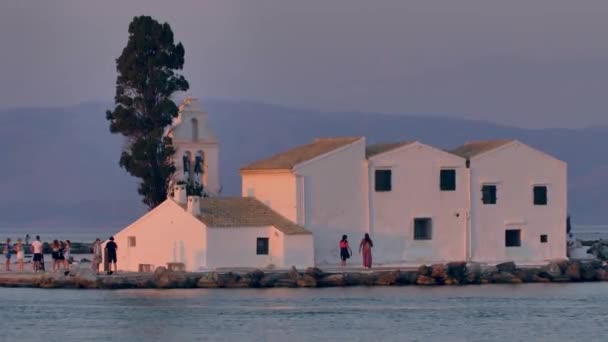 Korfu Adası Nın Simgeleri Vlacherna Manastırı Yunanistan — Stok video