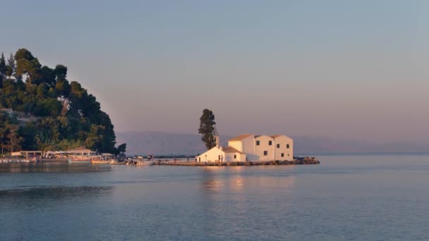 Lugares Interés Isla Corfú Monasterio Vlacherna Grecia — Vídeo de stock