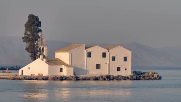 Korfu Adası Nın Simgeleri Vlacherna Manastırı Yunanistan — Stok video