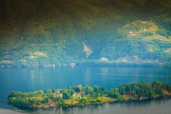 Tourism Vacation Travel Fjord Landscape Bergen Island Osteroy Norway Scandinavia — Stock Photo, Image