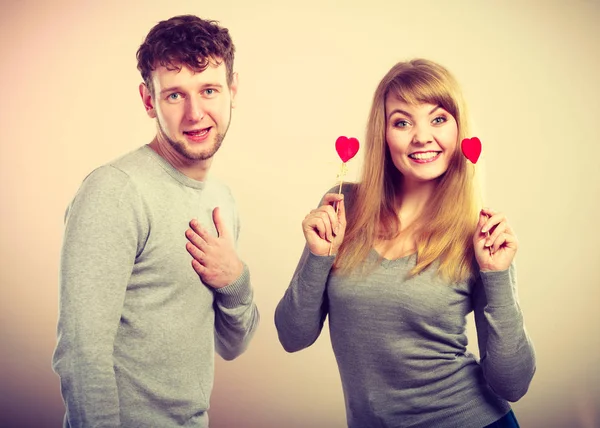 Szimbolizmus Szerelem Romantika Kapcsolat Járműcsalád Koncepció Örömteli Pár Játszik Együtt — Stock Fotó