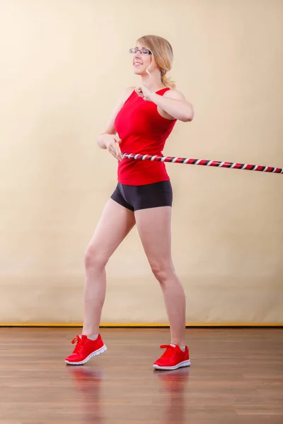 Fitness Spor Eğitim Sağlıklı Yaşam Tarzı Tam Uzunlukta Hula Hoop — Stok fotoğraf