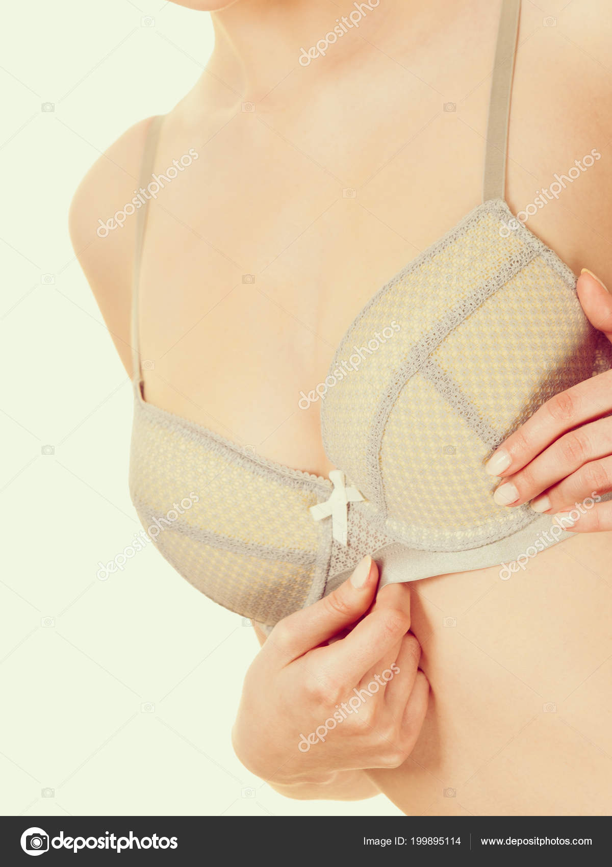 Femininity Brafitting Underclothes Concept Attractive Slim Woman