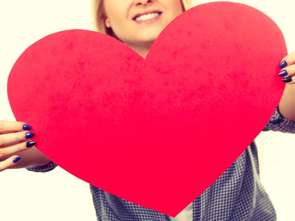 Alla Hjärtans Dag Romantik Och Relation Symboler Koncept Kvinna Med — Stockfoto