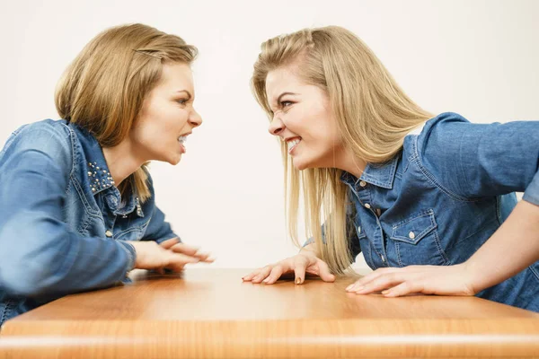 Due Donne Che Litigano Prendendo Giro Essere Arrabbiate Una Con — Foto Stock