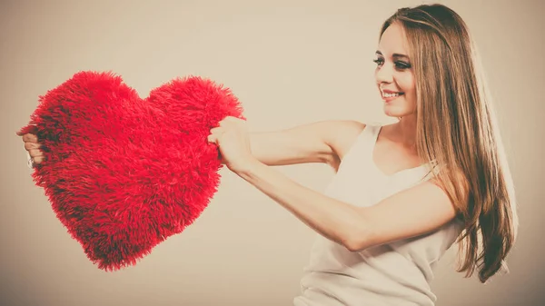 San Valentín Amor Concepto Relaciones Rubia Pelo Largo Mujer Joven —  Fotos de Stock