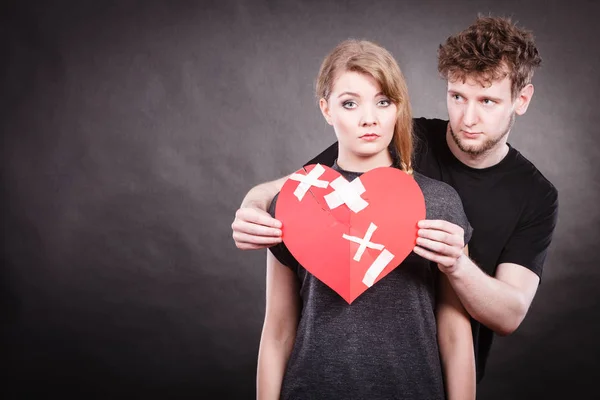 Corazón Roto Concepto Amor Difícil Triste Pareja Infeliz Mujer Hombre — Foto de Stock