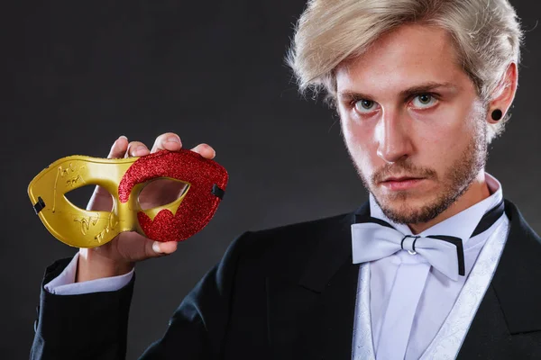 Feiertage Menschen Und Festkonzept Eleganter Junger Mann Anzug Weißem Hemd — Stockfoto