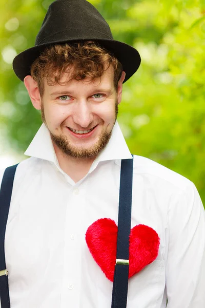 Concetto Amore Giovane Uomo Alla Moda Stile Retrò Cappello Con — Foto Stock