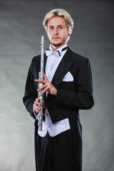 Música Clássica Paixão Conceito Hobby Retrato Músico Elegantemente Vestido Loiro — Fotografia de Stock