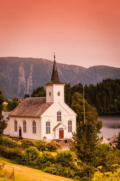 Bruvik Lutheran Church Island Osteroy Noruega Condado Hordaland — Foto de Stock