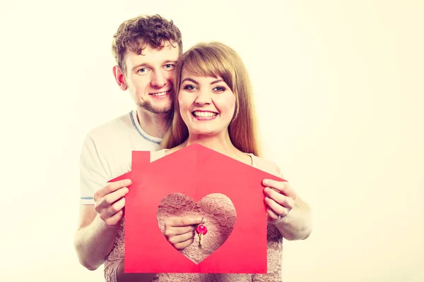 Gente Nuevo Comienzo Bienes Raíces Concepto Amor Joven Matrimonio Enamorado —  Fotos de Stock