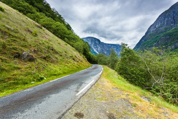 Camino Que Atraviesa Las Montañas Noruegas Verano Hermoso Paisaje Natural — Foto de Stock