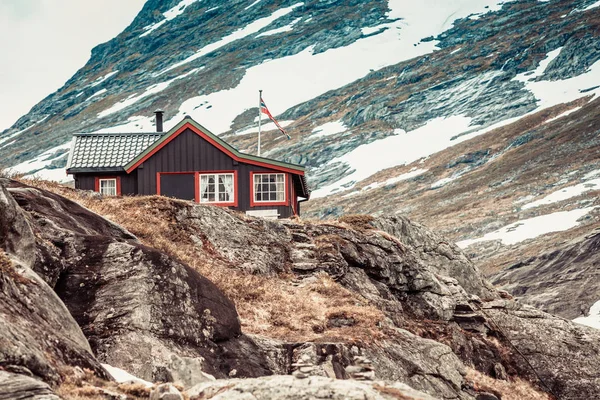 Houses beside Trollstigen Center - popular tourist attraction, Norway Europe
