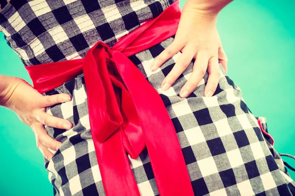 Retro Pin Elegante Tijdloze Kleding Concept Vrouw Dragen Van Retro — Stockfoto