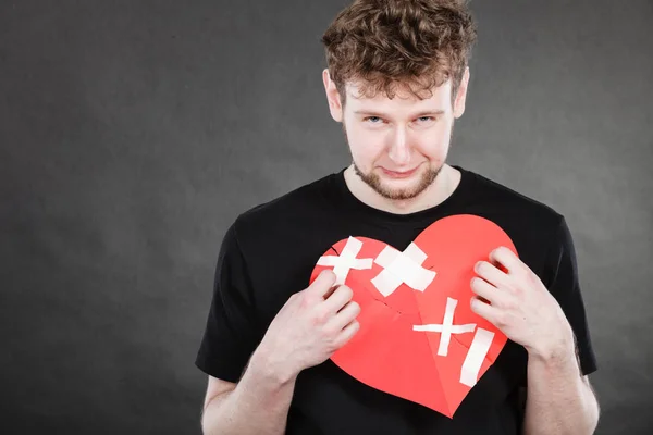 Malas Relaciones Ruptura Concepto Emociones Tristeza Joven Muy Triste Sosteniendo — Foto de Stock