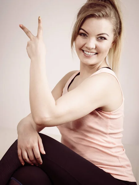 Happiness Face Expressions Concept Portrait Happy Cheerful Blonde Woman Smiling — Stock Photo, Image