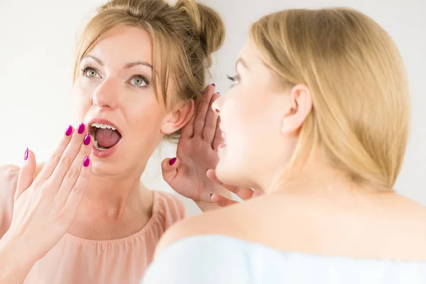 Young Woman Telling Her Friend Some Secrets Two Women Talking — Stock Photo, Image