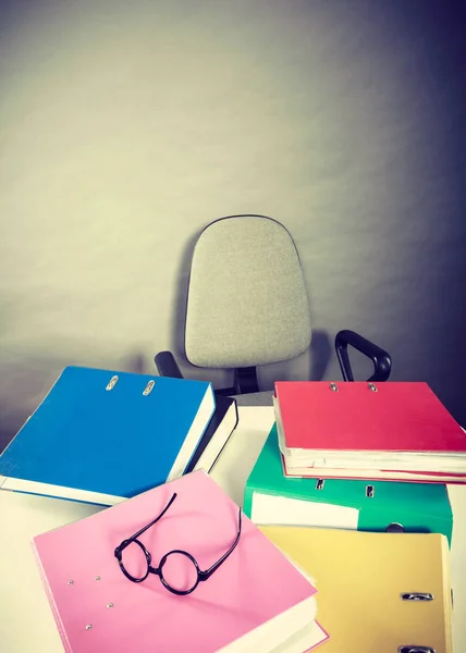 Paper Work Concept Piles Colorful Binders Many Different Documents Invoice — Stock Photo, Image