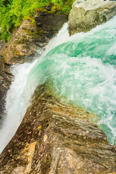 Viagem Bela Natureza Videfossen Chamado Buldrefossen Cachoeira Noruega Sogn Fjordane — Fotografia de Stock