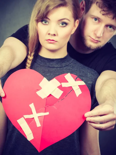 Corazón Roto Concepto Amor Difícil Triste Pareja Infeliz Mujer Hombre — Foto de Stock