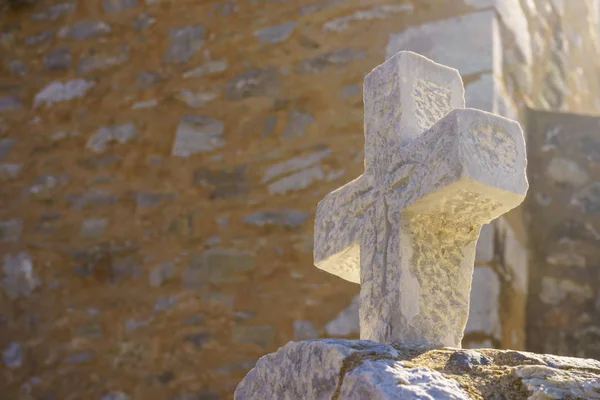 Старий Стародавні Середньовічні Хрест Надгробок Знаки Символи Християнської Культури — стокове фото