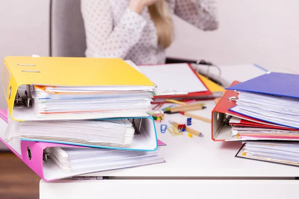 Many Colorful Binders Documents Paperwork Office Objects Details Concept — Stock Photo, Image