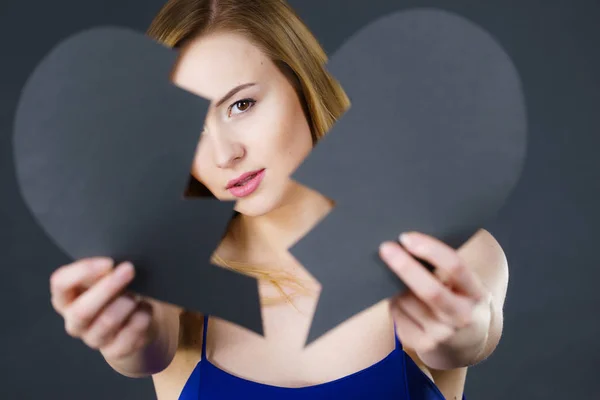 Depresión Tristeza Concepto Problema Relación Mujer Joven Con Corazón Roto — Foto de Stock